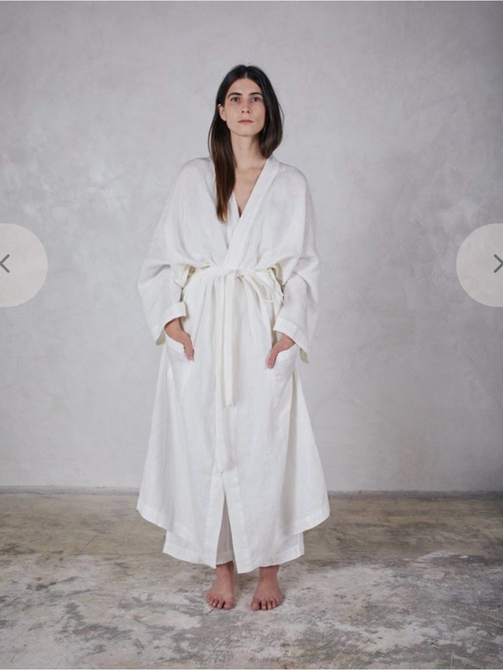 Esby Brand White Linen Robe OneSize